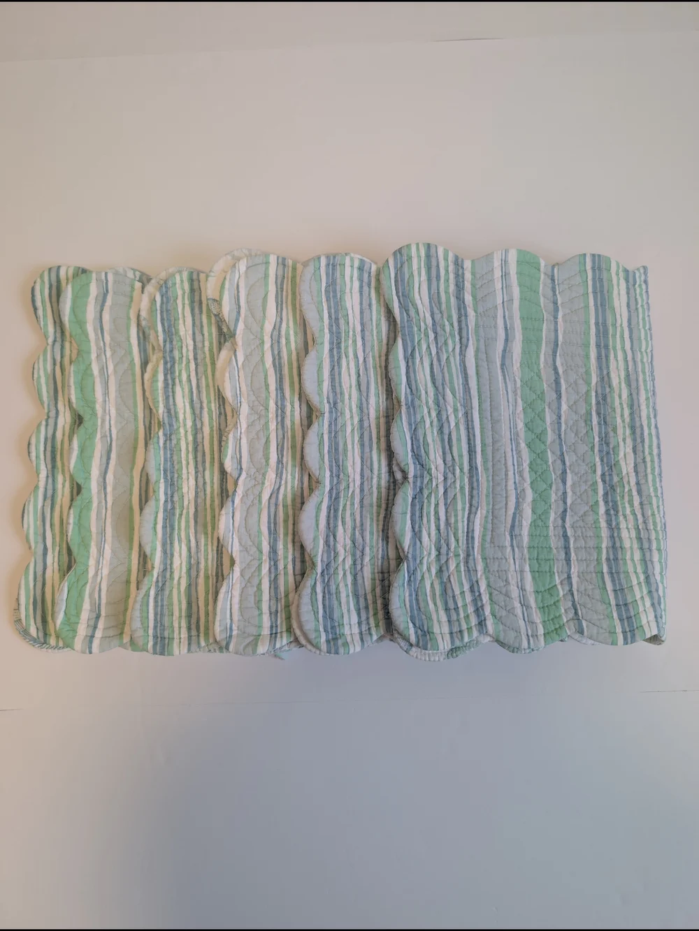 C&F Home Delray Beach Coastal Striped Quilted Placemat Mint Blue White